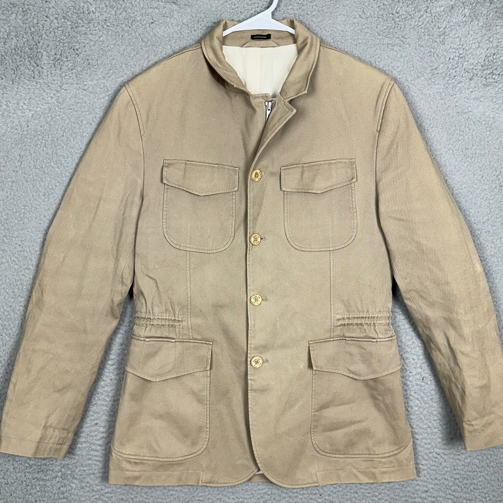 Massimo Dutti Field Jacket Mens Small Tan Safari Utility Chore Outdoor Pockets